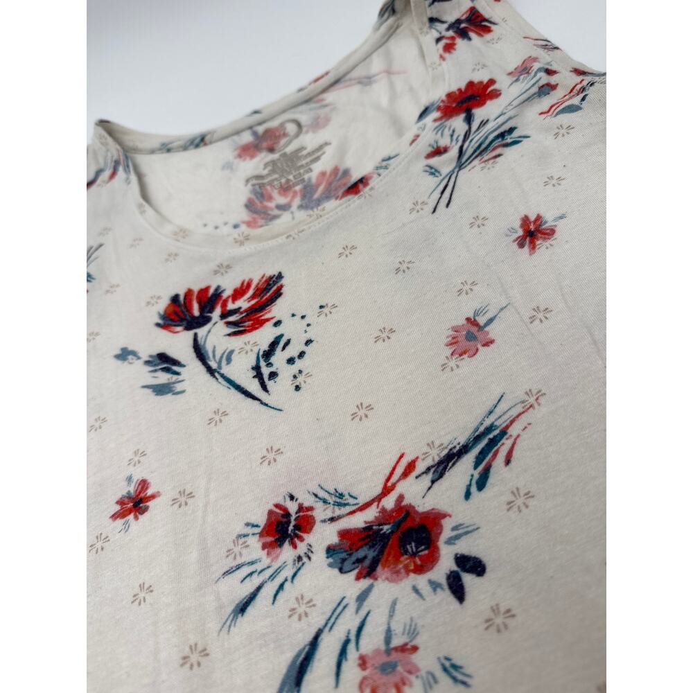 Maurices Womens Floral Tank Top XS Cream Red Blue Flowy Sleeveless